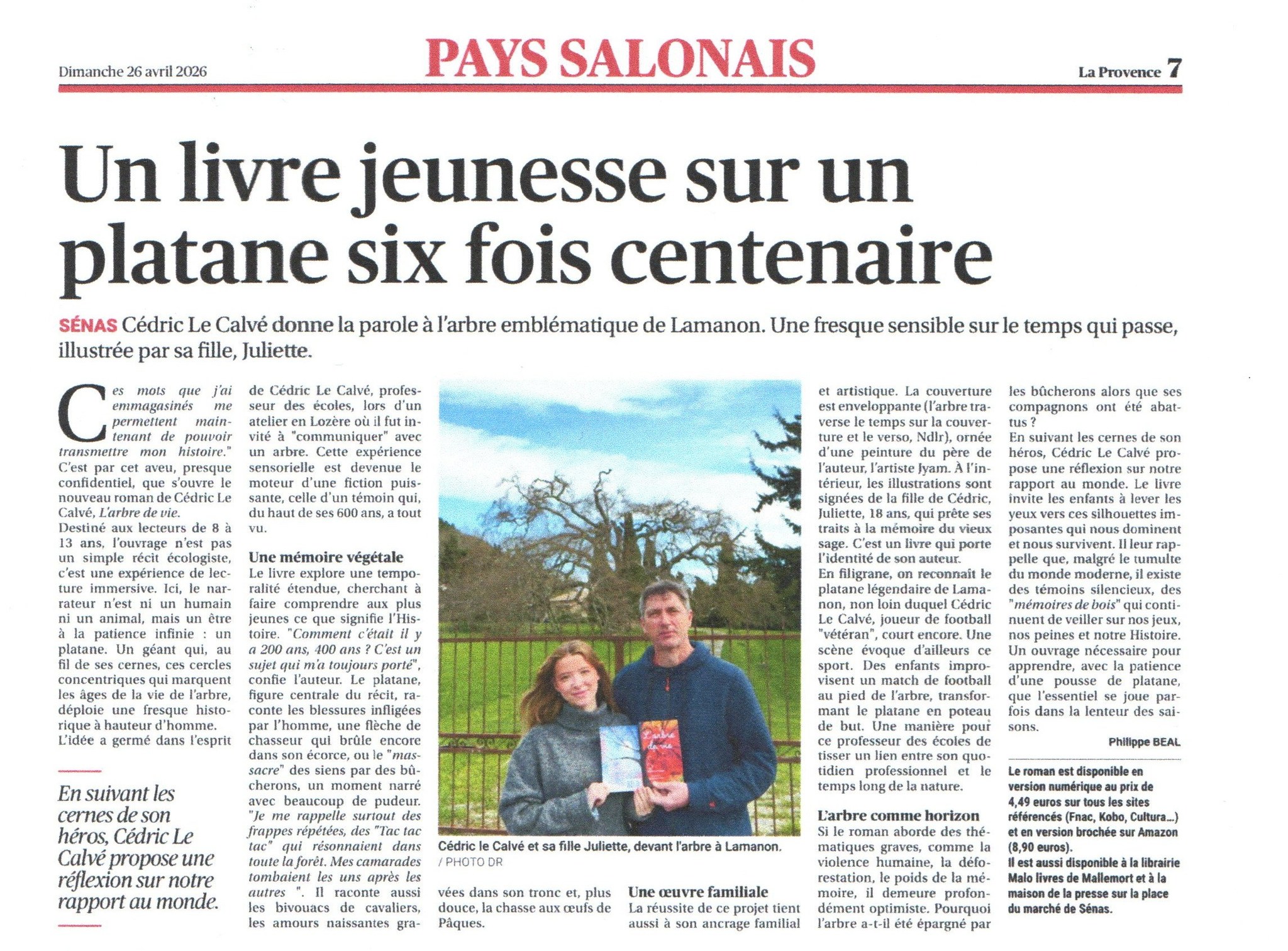L'arbre de vie de Cédric Le Calvé - Article dans le quotidien La Provence